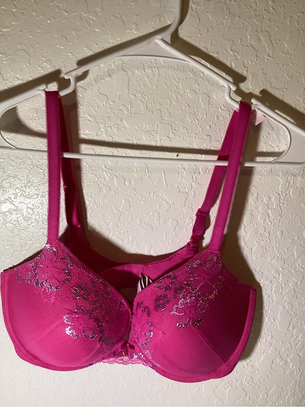 Victoria's Secret Hot Pink Embroidered Underwire Bra
